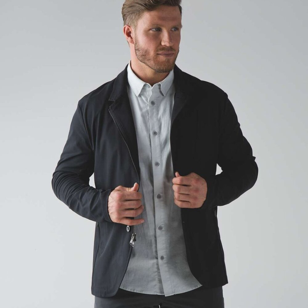 Lululemon Men's Black Nonstop Button Zip Front Streetwear Blazer Jacket Size XL